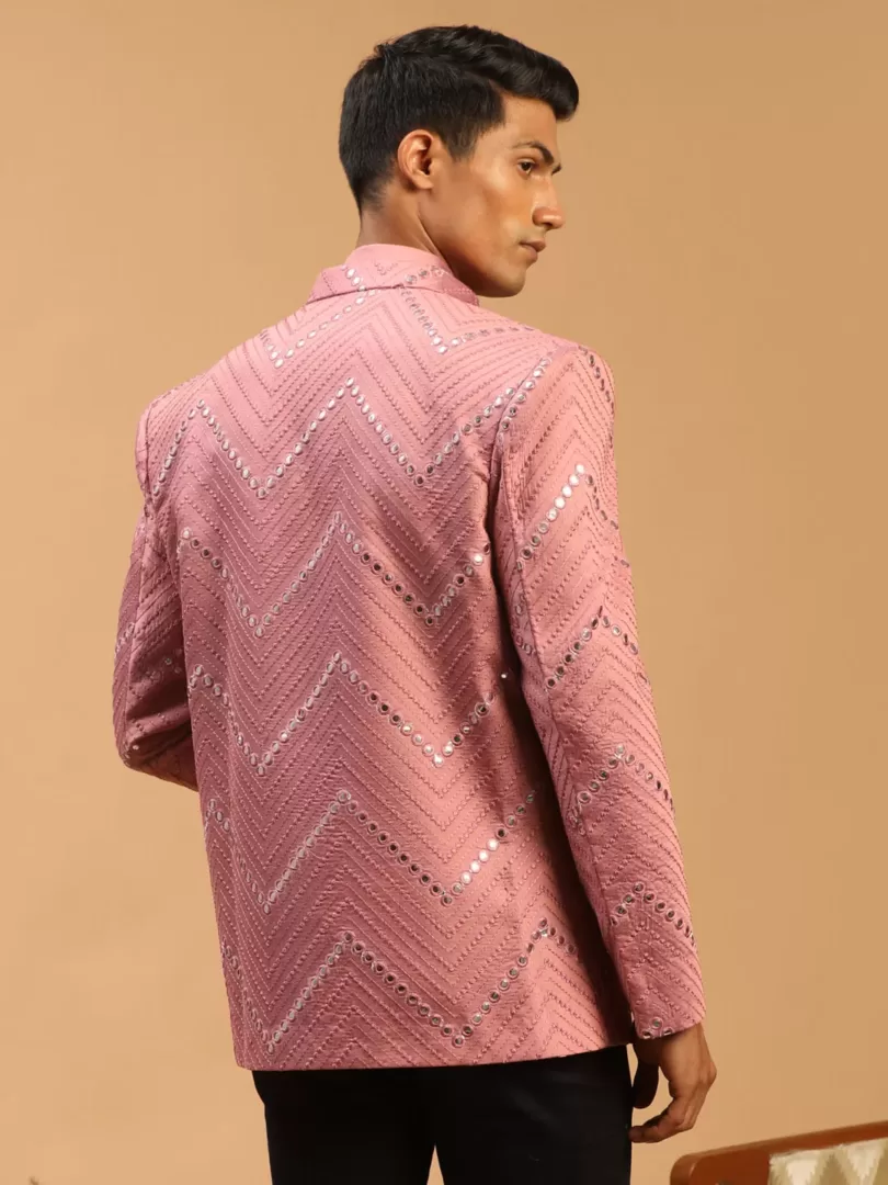 Men's Onion Pink Viscose Ethnic Combo Set