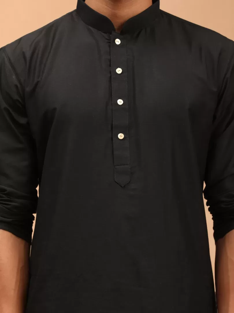 Men's Black Viscose Kurta Pyjama Set