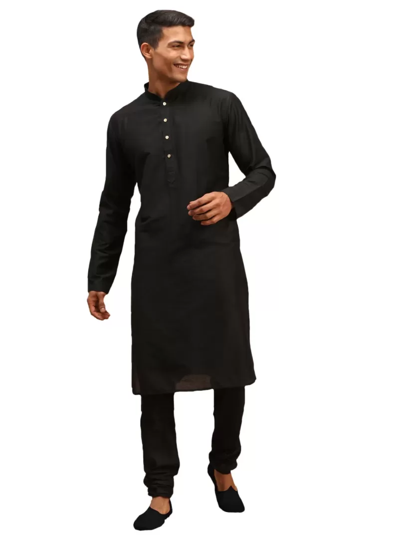 Men's Black Viscose Kurta Pyjama Set