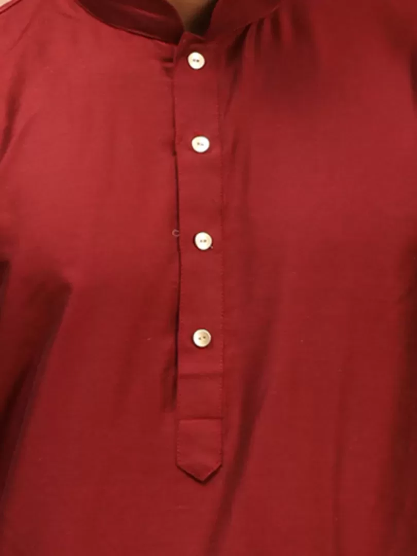 Men's Maroon Viscose Kurta, Pyjama & Dupatta Set