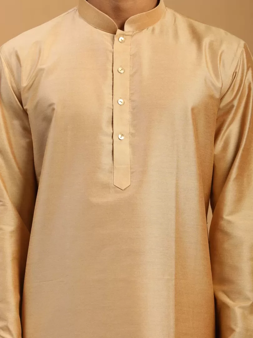 Men's Rose Gold Viscose Kurta Pyjama Set