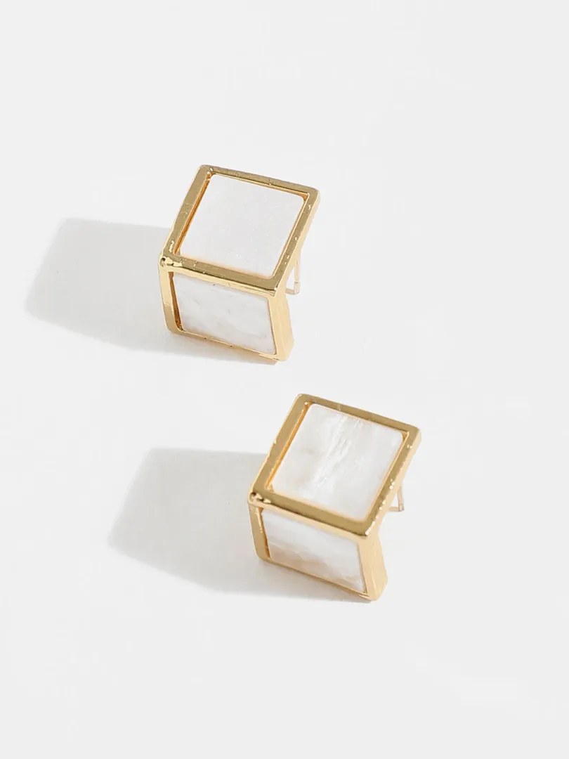 Gold Plated Designer Stone Stud Earrings