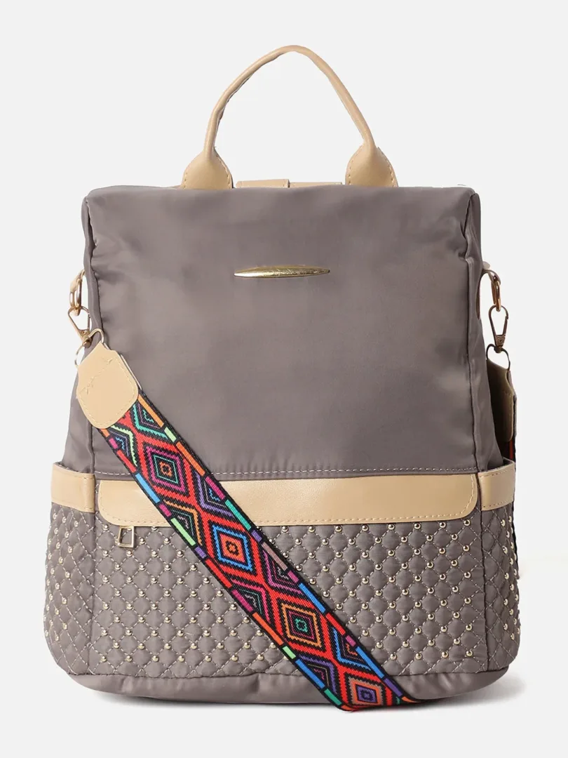 Textured Travel Backpack with Zip Lock For Women