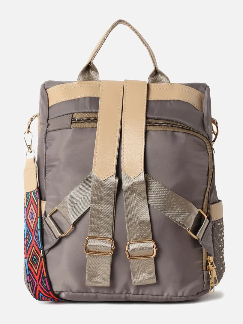 Textured Travel Backpack with Zip Lock For Women