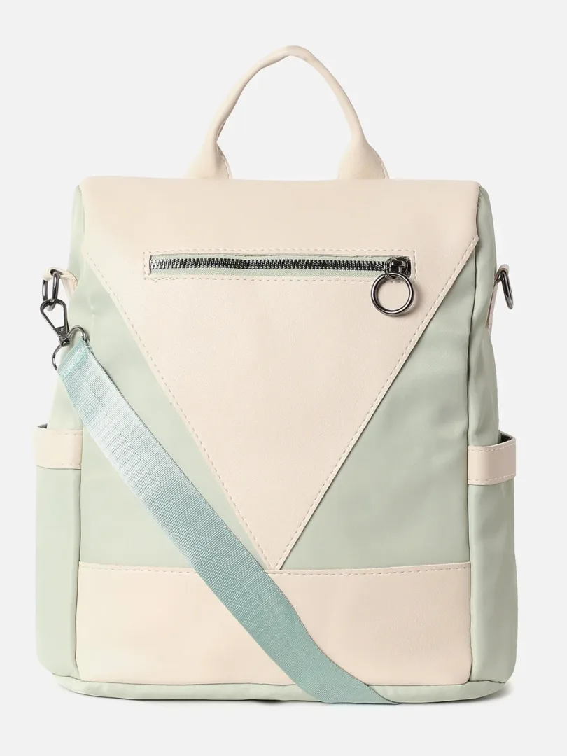 Colour block Casual Backpack with Zip Lock For Women