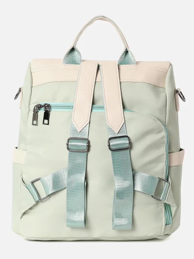 Colour block Casual Backpack with Zip Lock For Women