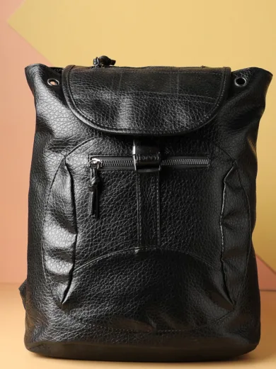 Textured Casual Backpack with Buckle Lock For Women