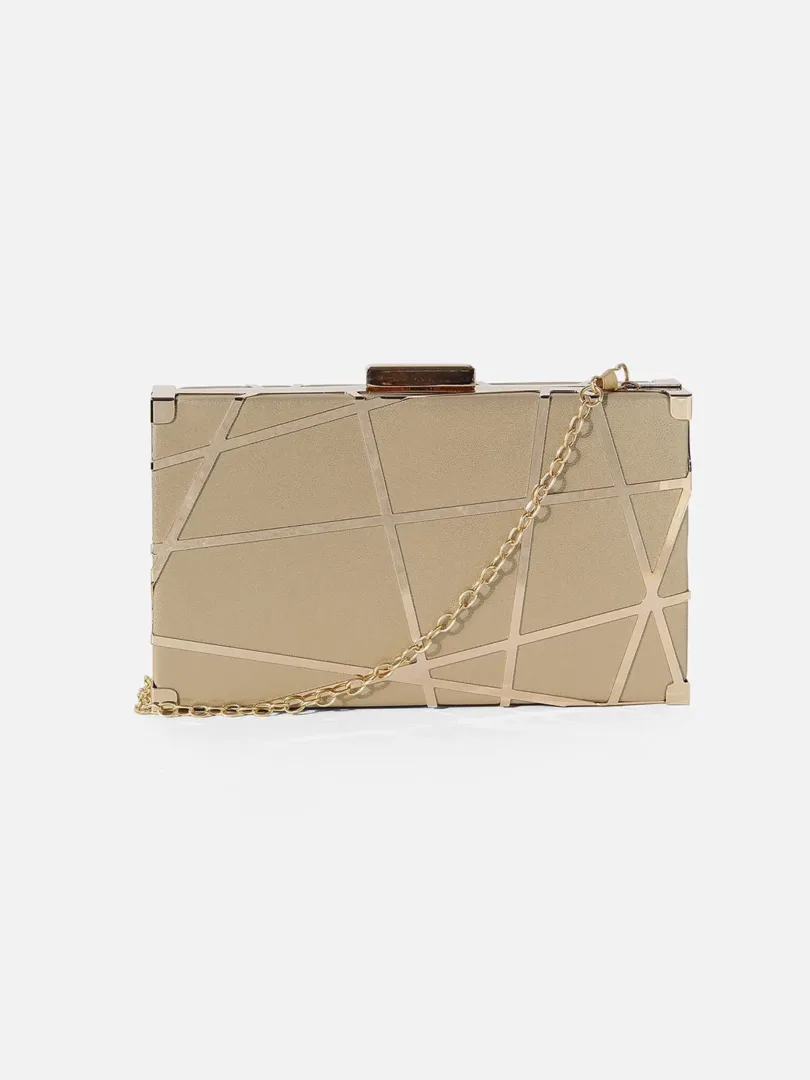 Textured Party Regular Clutch Bag with Push Lock For Women