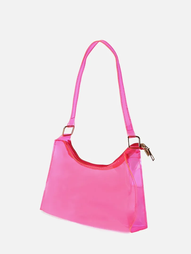 Transparent Casual Hand Bag with Zip Lock For Women