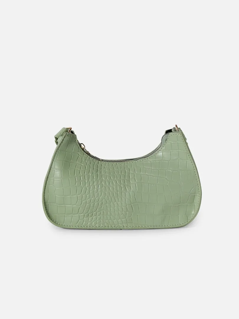 Textured Casual Regular Shoulder Bag with Zip Lock For Women