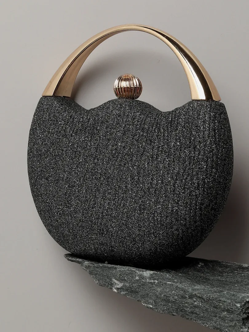 Textured Party Mini Hand Bag with Push Lock For Women