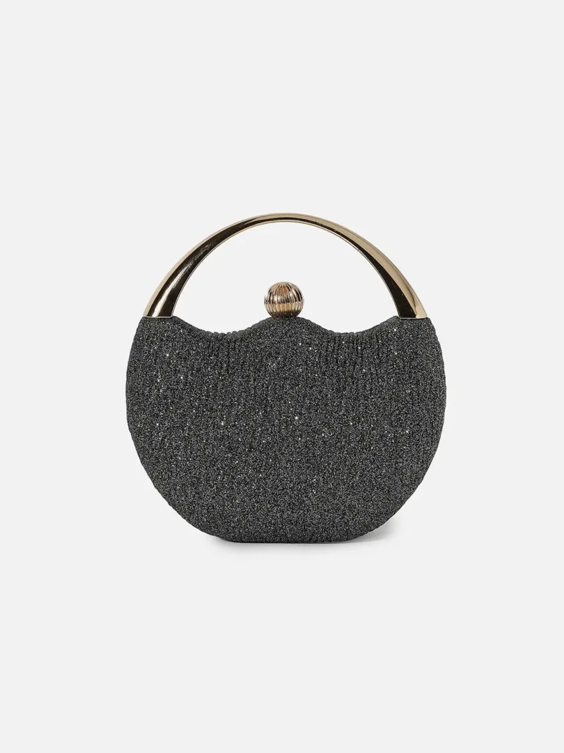 Textured Party Mini Hand Bag with Push Lock For Women