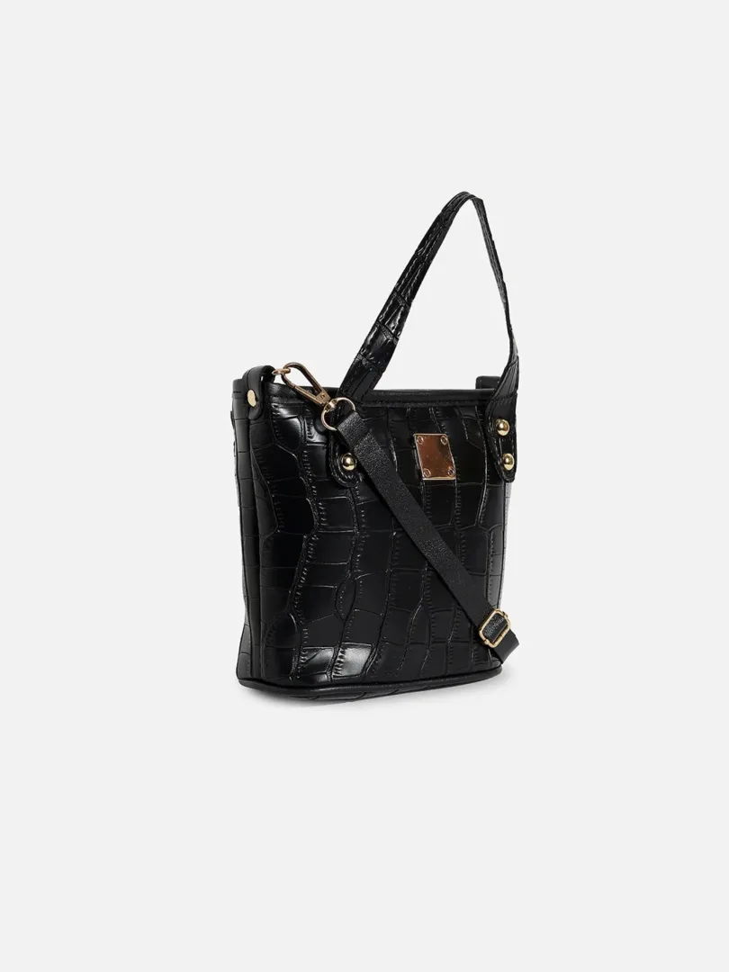 Textured Casual Regular Hand Bag with Zip Lock For Women