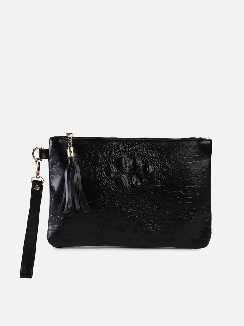 Textured Casual PU Leather Mini Pouch with Zip Lock For Women