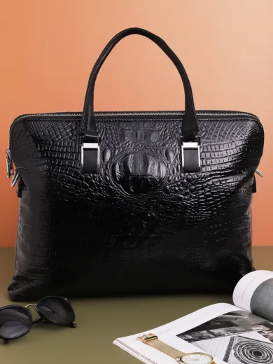 Textured Office Hand Bag with Zip Lock For Women
