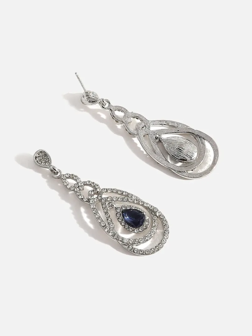 Silver Plated Designer Stone Drop Earring