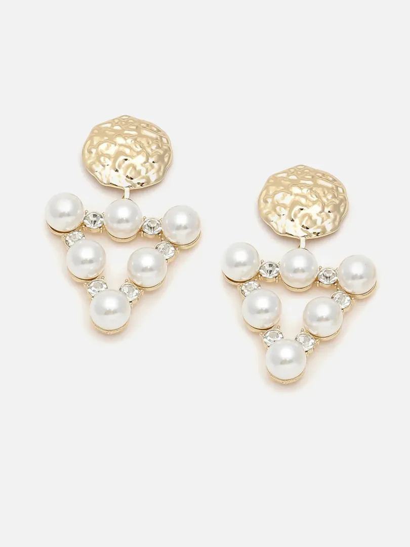 Gold Plated Party Pearls Drop Earring For Women