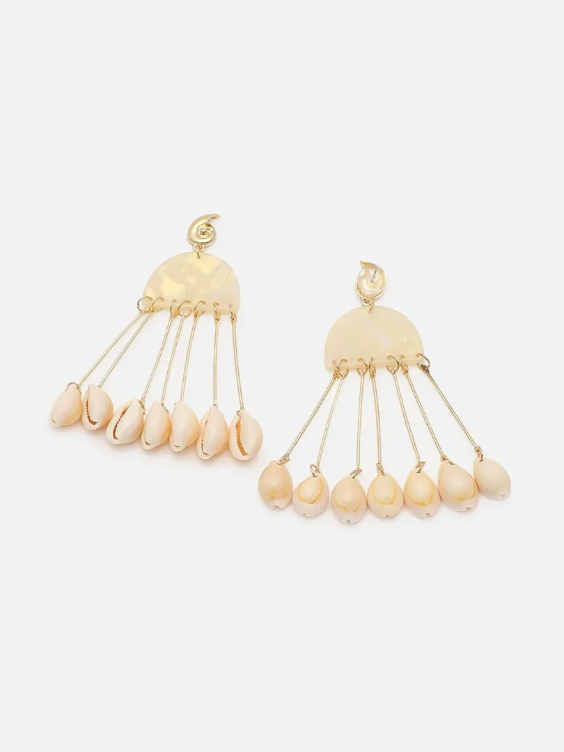 Gold Plated Party Shell Drop Earring For Women