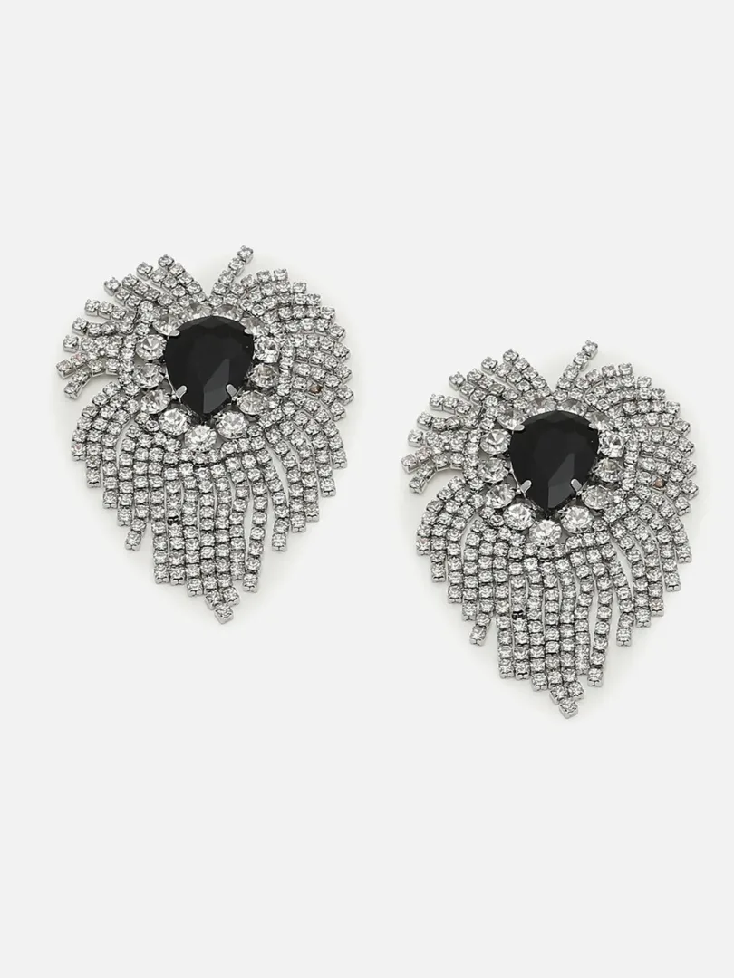 Silver Plated Party Designer Stone Drop Earring For Women