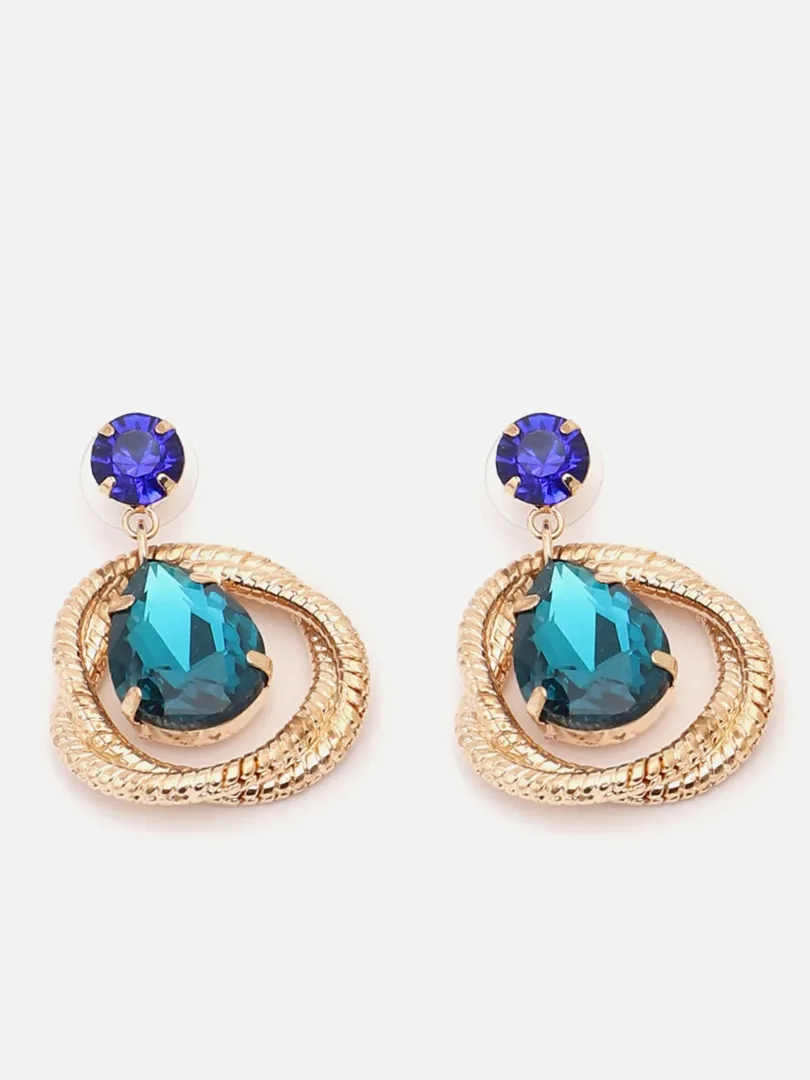 Gold Plated Party Designer Stone Drop Earring For Women