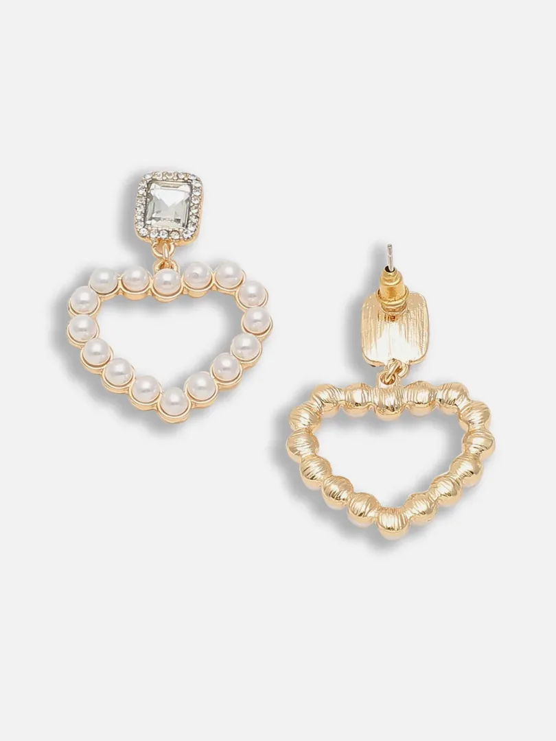 Gold Plated Party Designer Stone and Pearls Drop Earring For Women