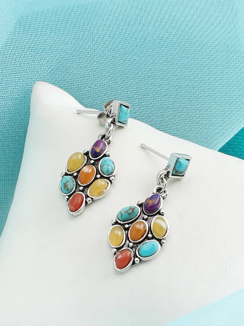 Silver Plated Party Designer Stone Drop Earring For Women