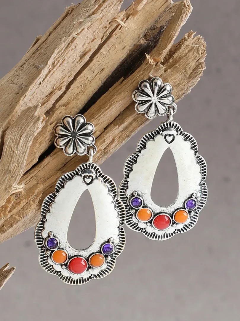 Silver Plated Party Designer Stone Drop Earring For Women