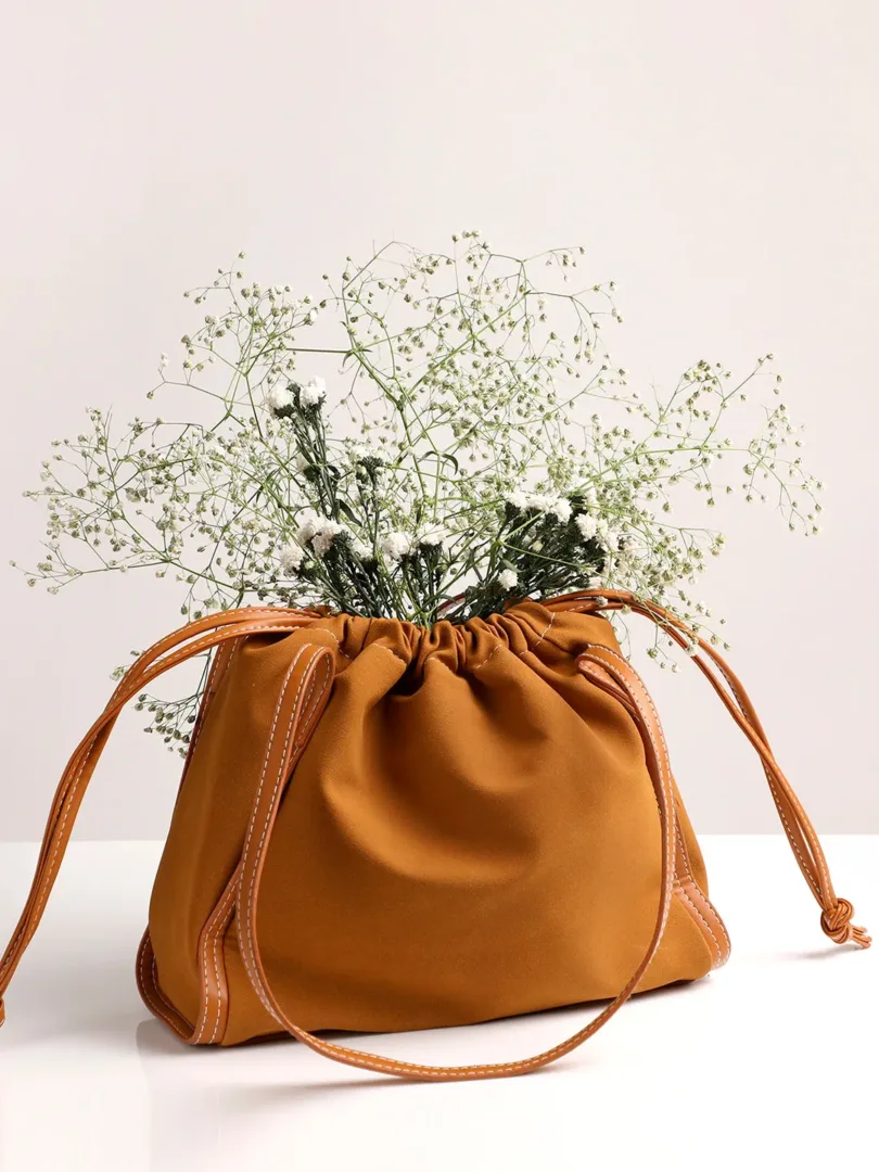 Solid Hand Bag with Drawstring