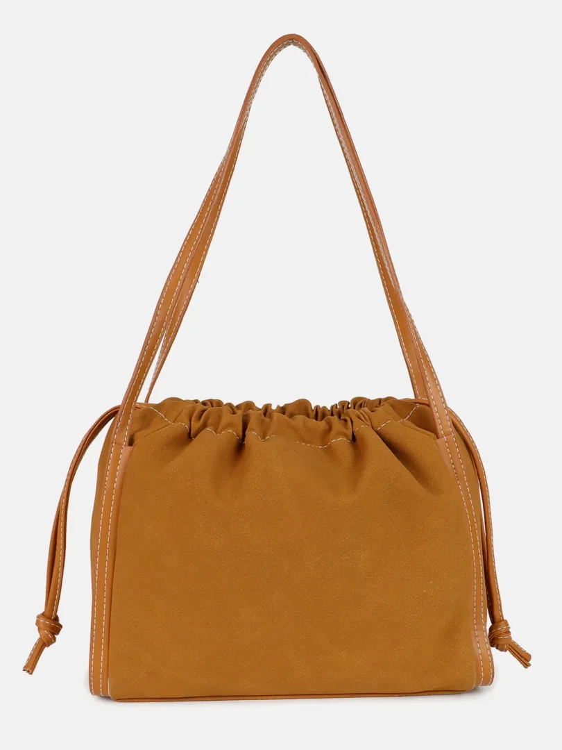 Solid Hand Bag with Drawstring