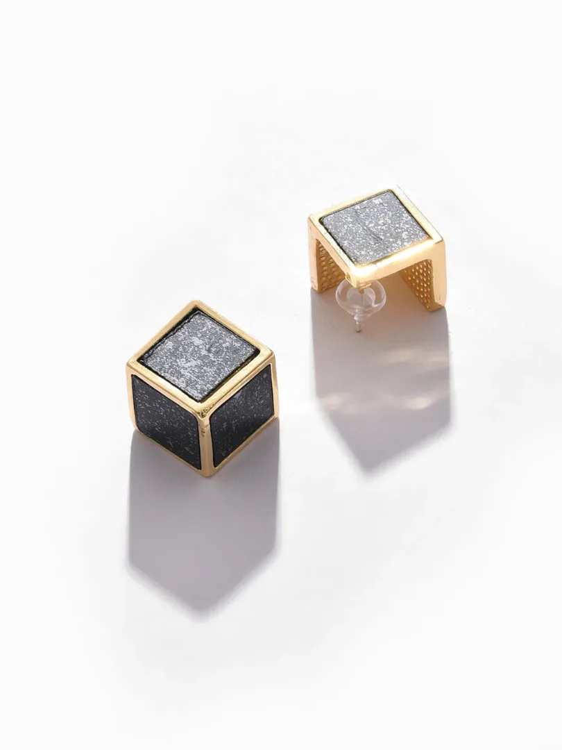 Gold Plated Designer Stone Stud Earrings