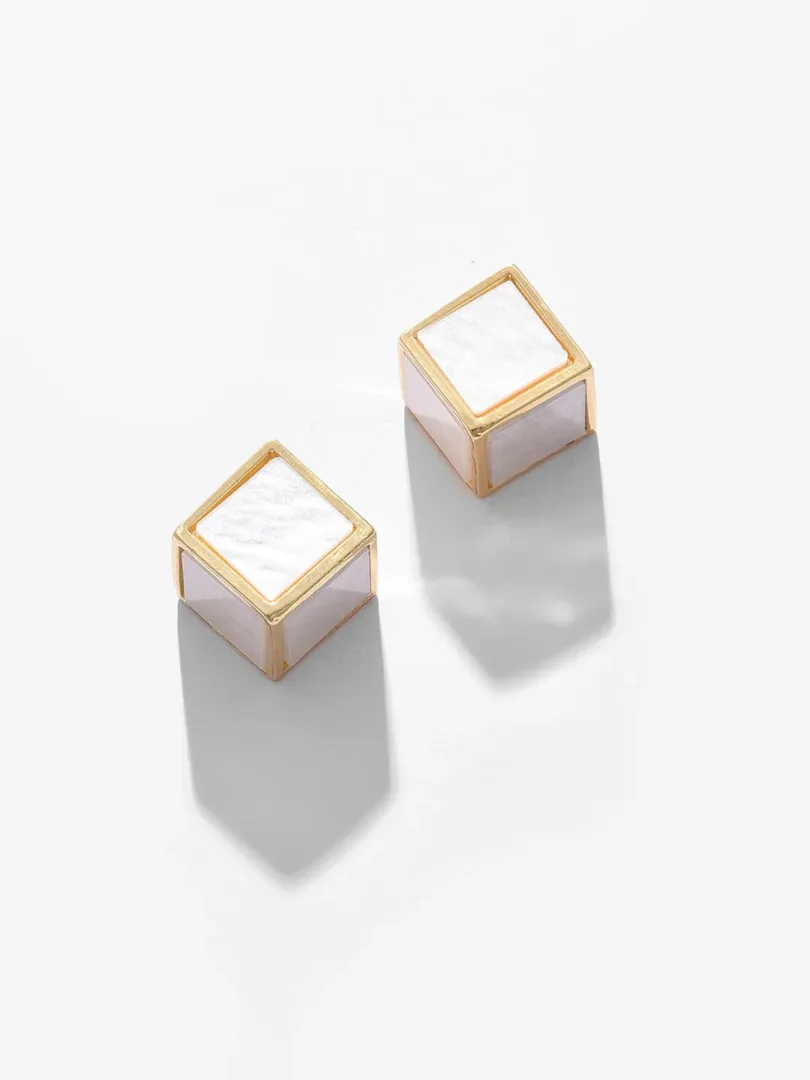 Gold Plated Designer Stone Stud Earrings