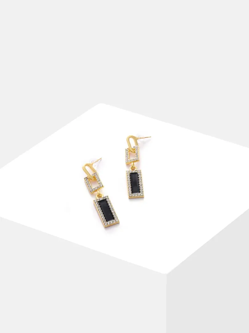 Gold Plated Designer Stone Drop Earrings