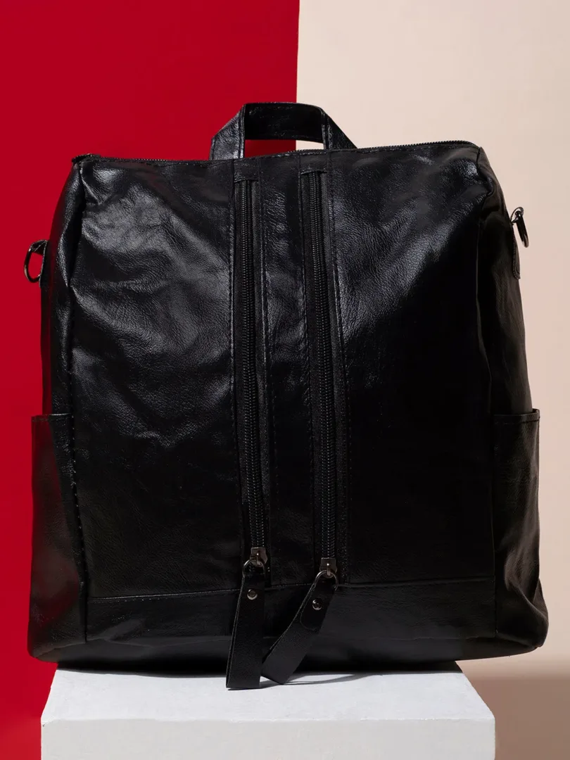 Solid Push Lock Backpack with Buckle detail