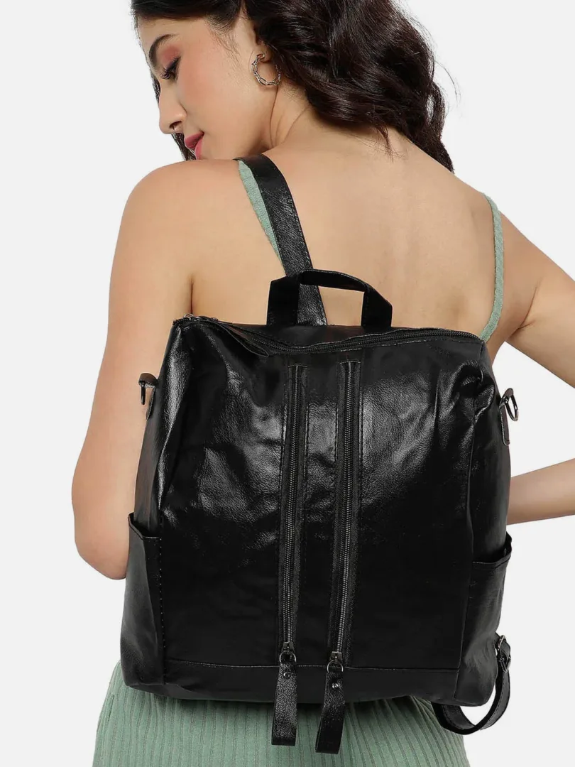 Solid Push Lock Backpack with Buckle detail