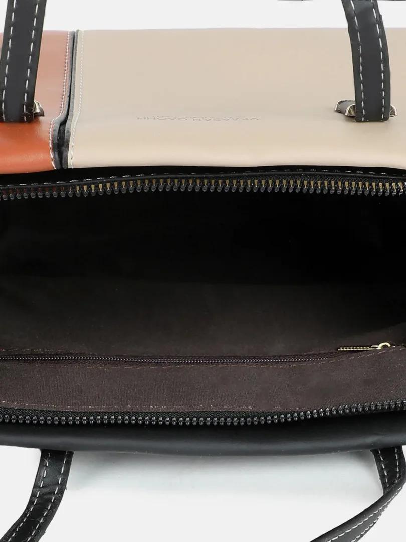 Colour block Hand Bag with Zip Lock