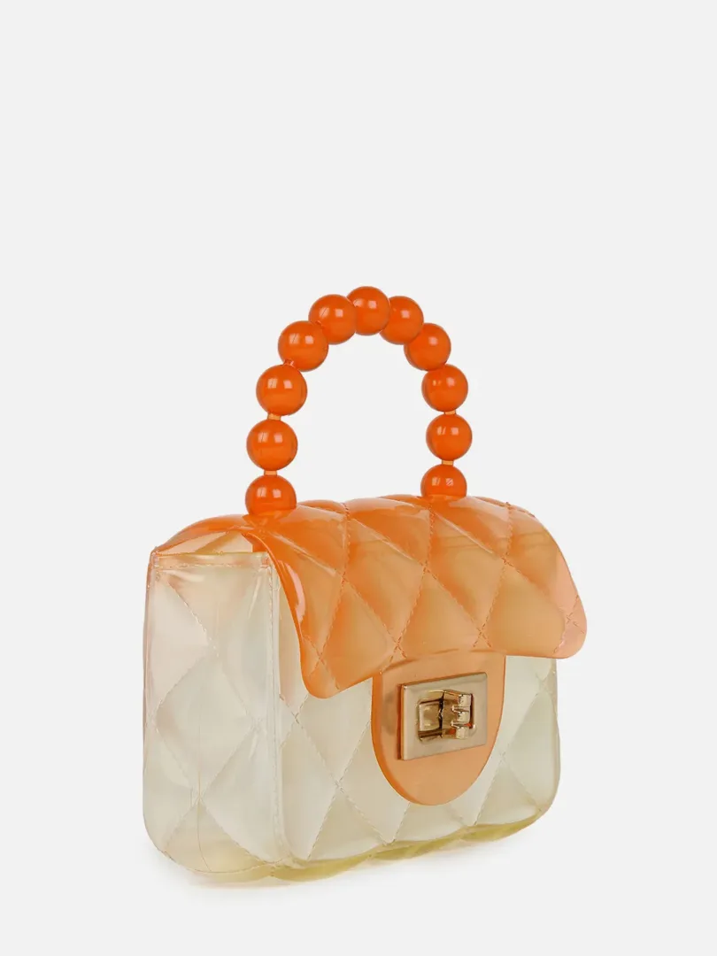 Transparent Push Lock Hand Bag with Handle detail