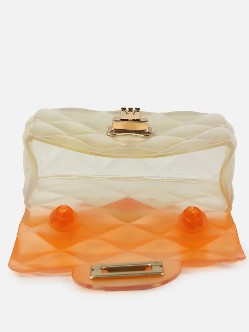 Transparent Push Lock Hand Bag with Handle detail