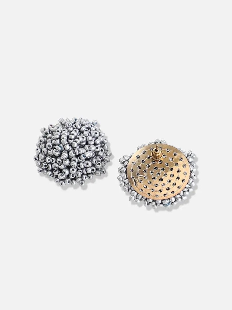 Silver Plated Designer Stone Party Stud For Women