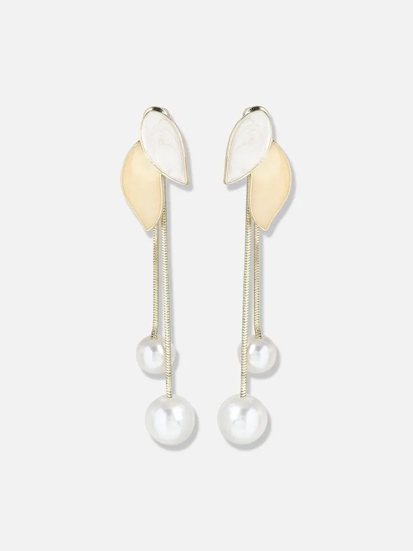 Gold Plated Pearls Casual Drop Earring For Women