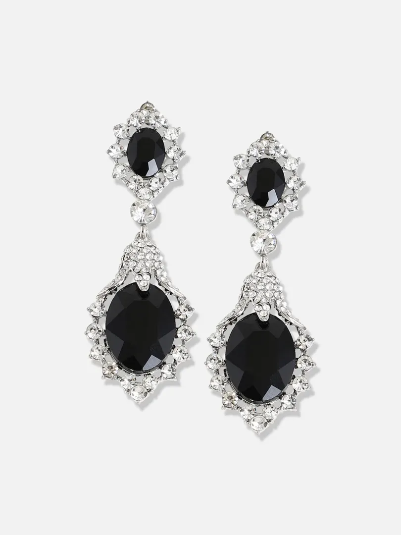 Silver Plated Designer Stone Party Drop Earring For Women