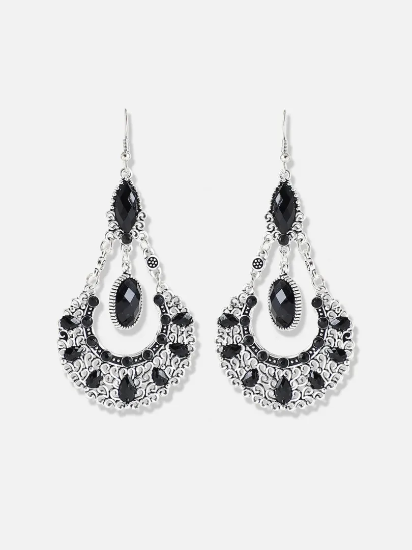 Silver Plated Designer Stone Party Drop Earring For Women