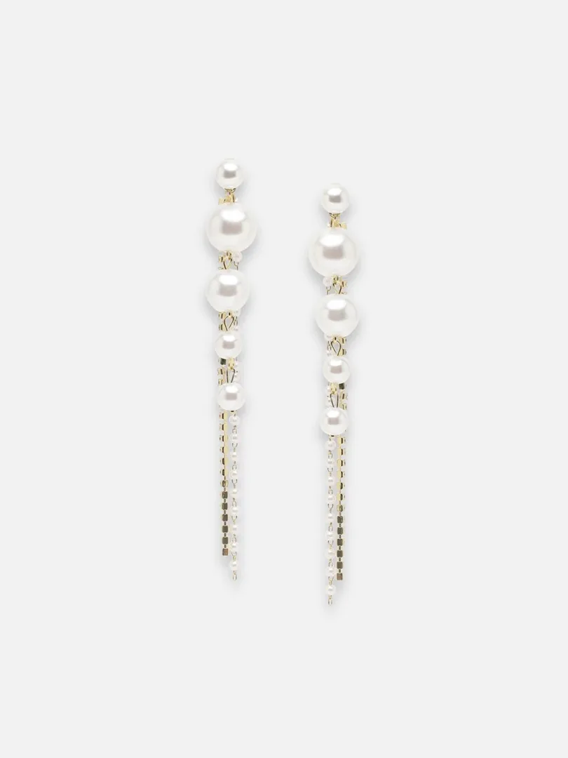 Gold Plated Party Pearls Drop Earring For Women