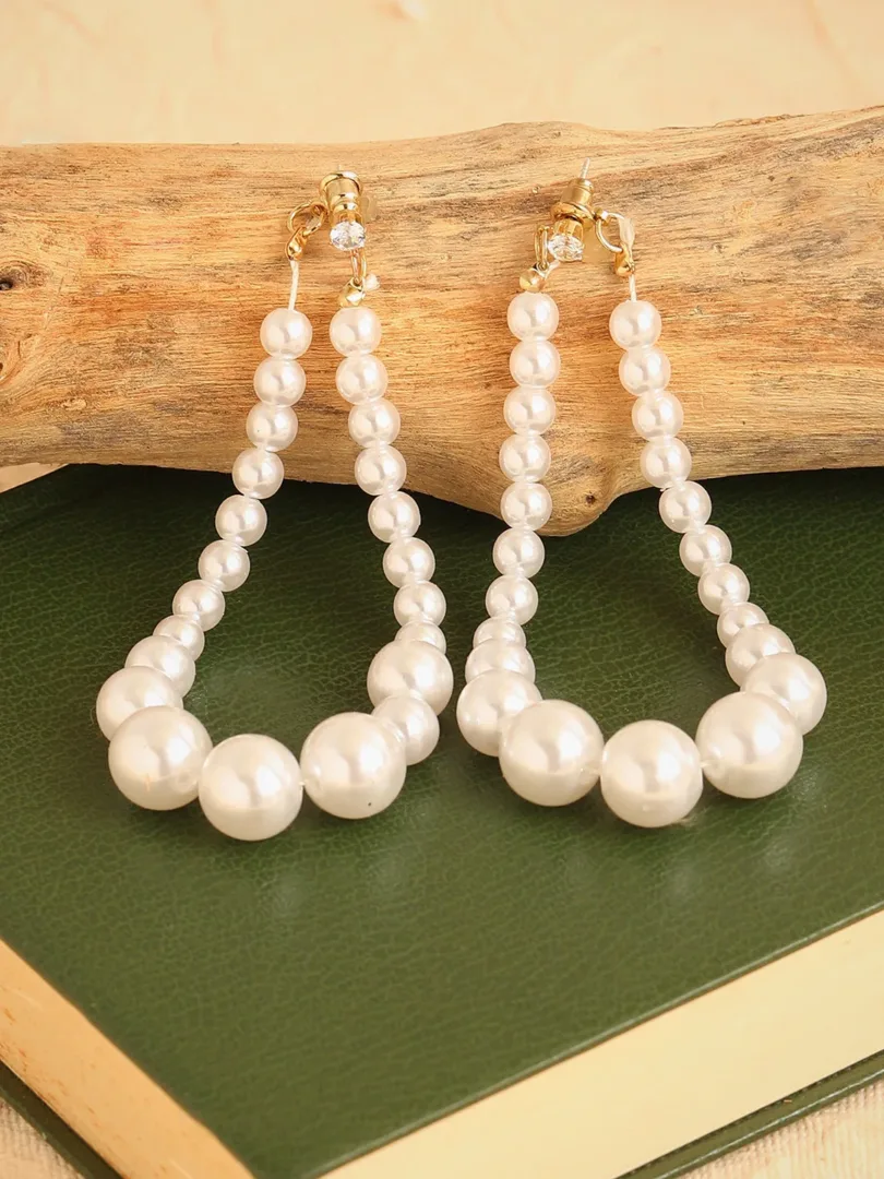 Gold Plated Party Pearls Drop Earring For Women