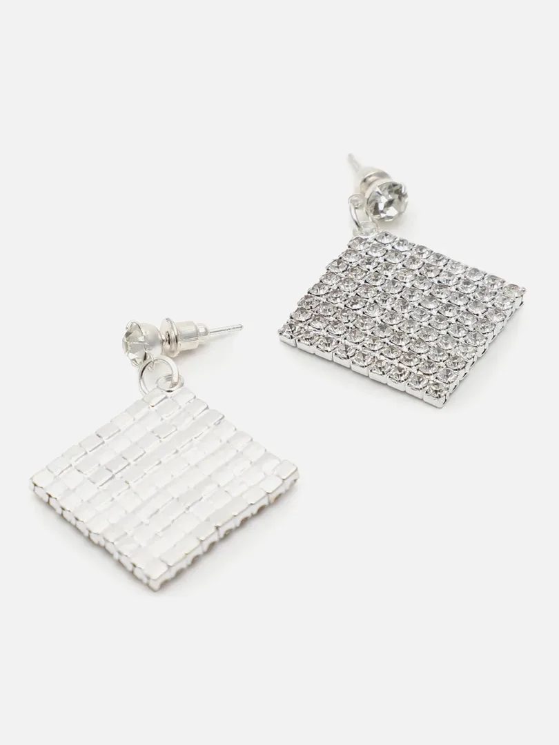 Silver Plated Designer Stone Drop Earring