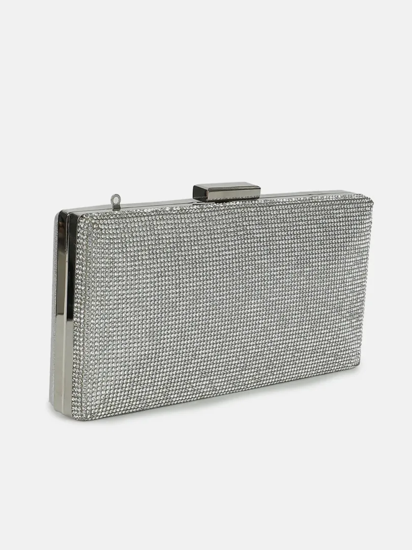 Textured Clutch Bag with Buckle