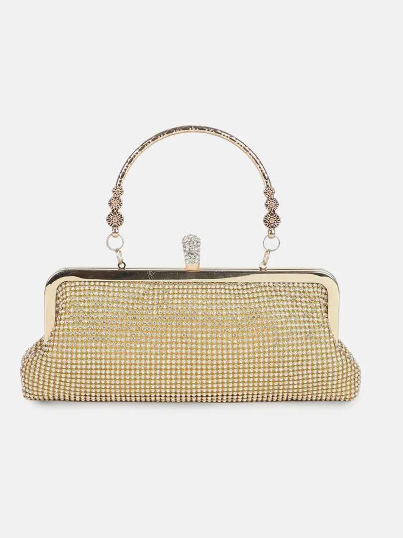 Textured Handle detail Clutch Bag with Buckle