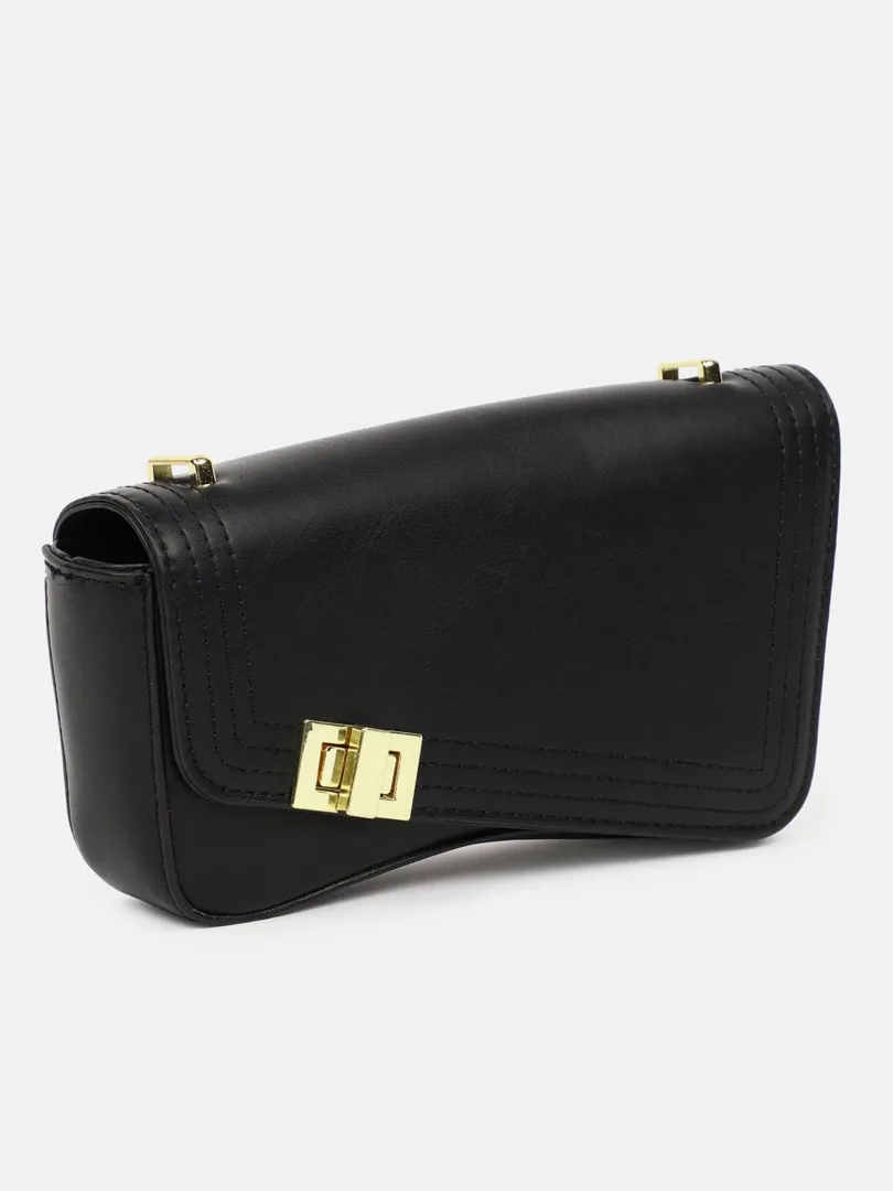 Solid Magnet Lock Clutch Bag with Buckle Detail