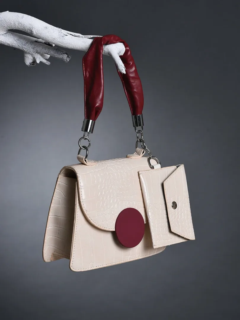 Solid Magnet Lock Hand Bag with Mini Pouch