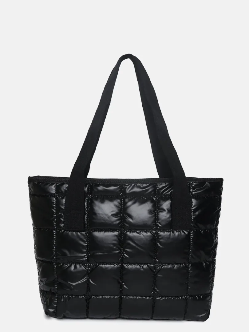 Quilted Shopper Hand Bag with Zip Lock