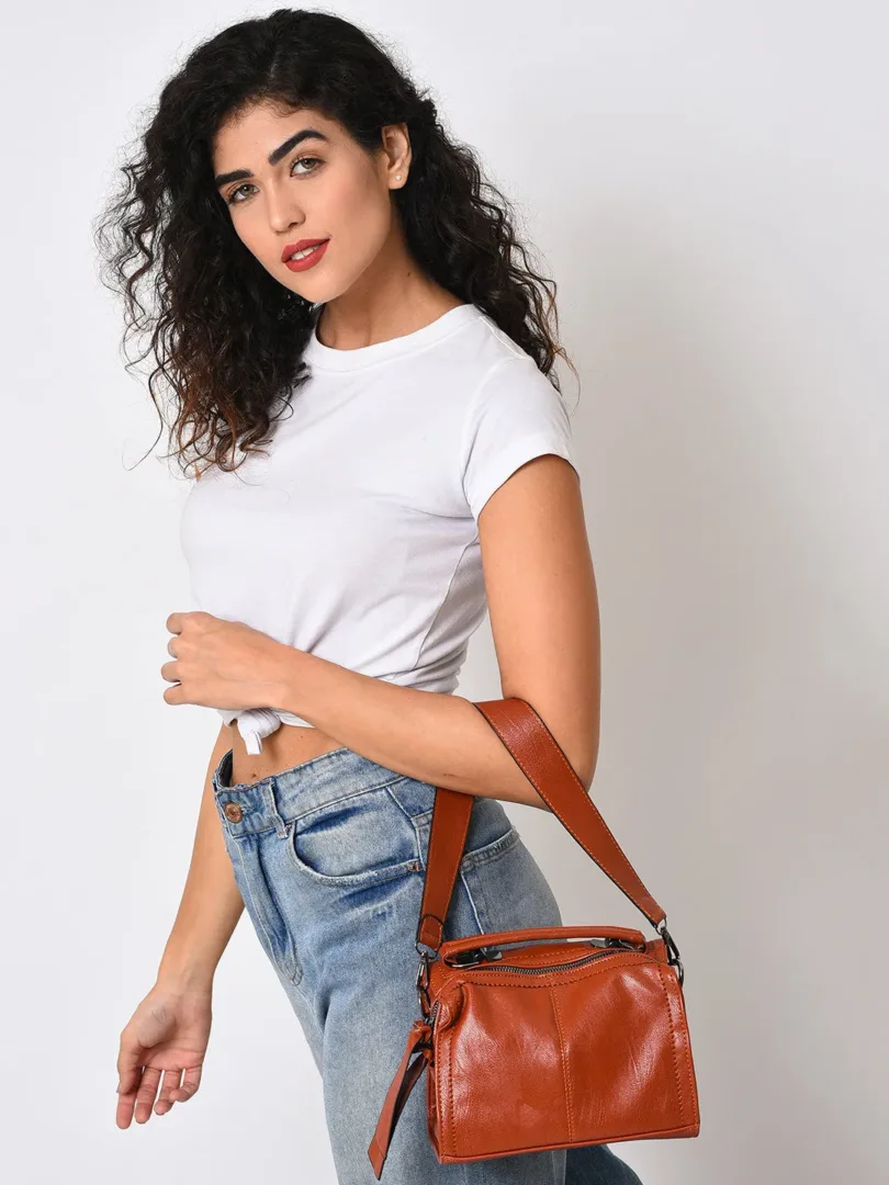 Solid Sling Bag with Zip Lock